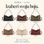 ALMA L9028 — crna, tamno braon, maslinasta, kamel, bež i bordo; u paketu jedna torba u izabranoj boji.